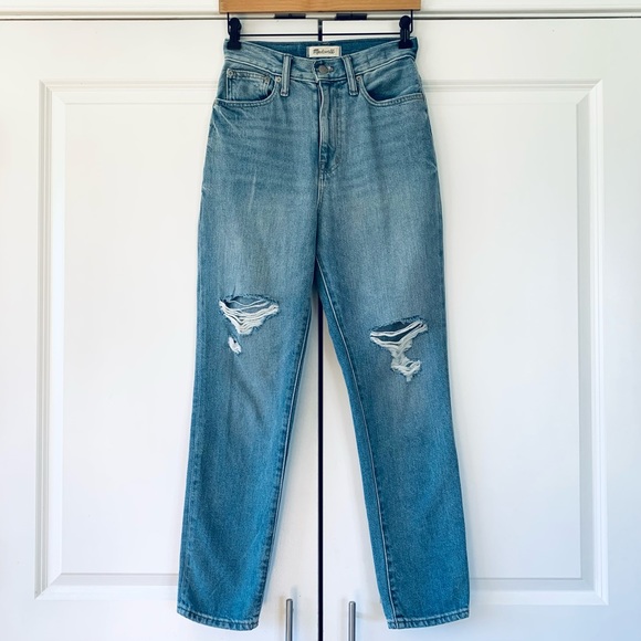 Madewell The Mom Jean High Rise Straight Leg 90s Distressed Light Wash Size 24 - Picture 11 of 11